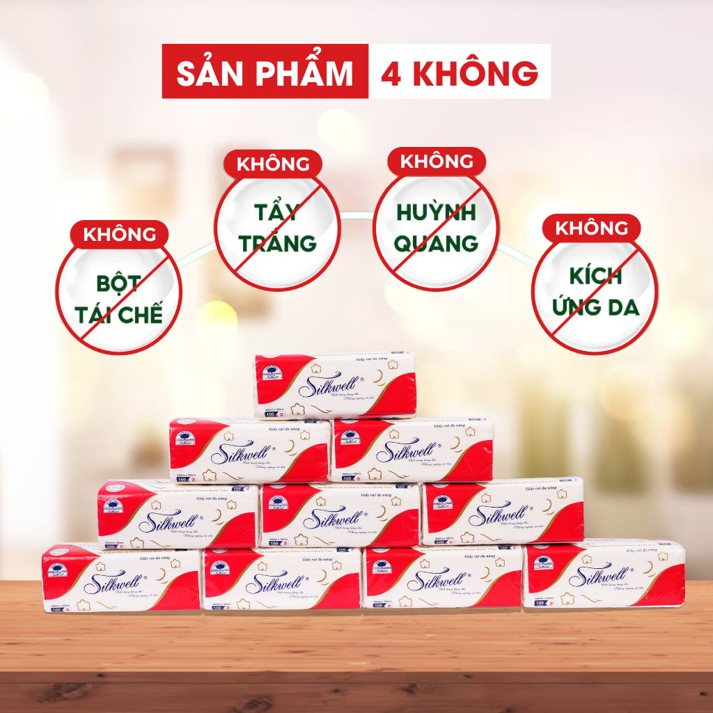 Ảnh Combo 10 gói giấy rút đa năng Silkwell 100 tờ siêu dai giấy lau bếp chính hãng 3