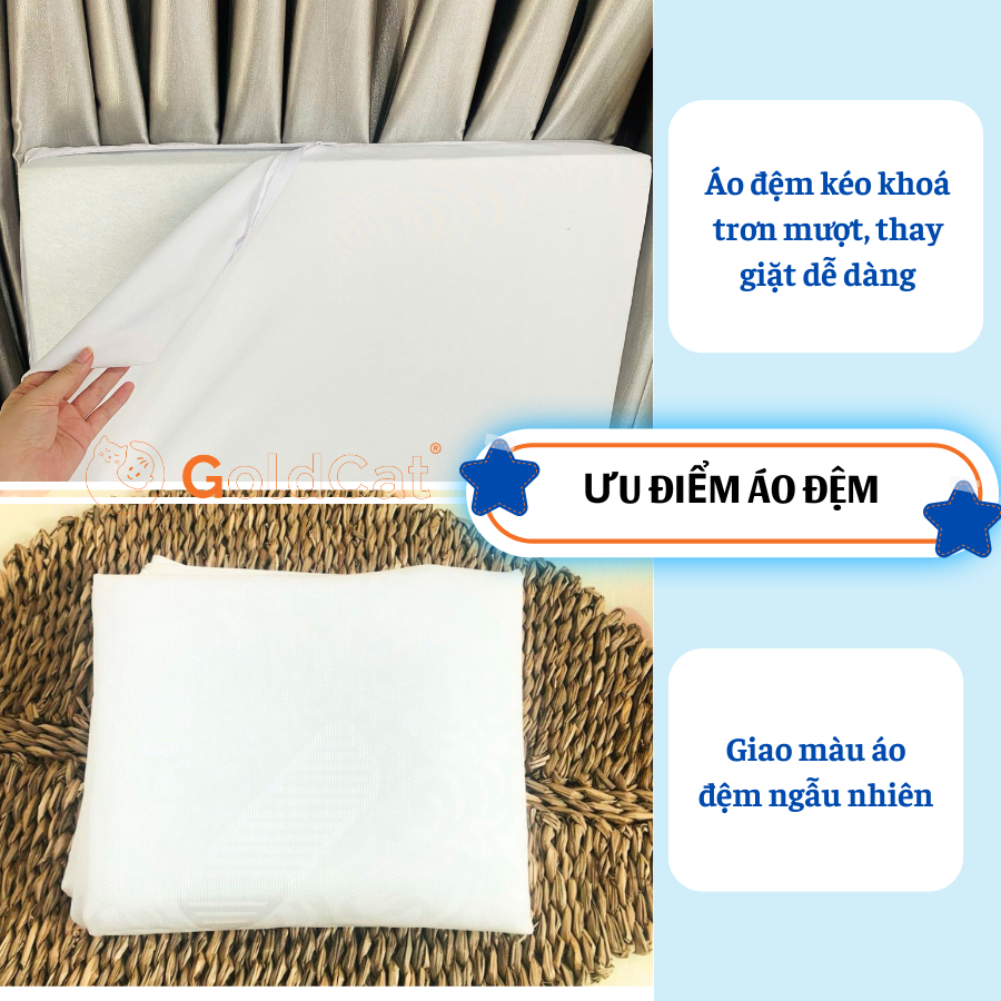 Ảnh Đệm Cũi Cho Trẻ Sơ Sinh GOLDCAT Chất Liệu Bông Ép Nguyên Chất Dày 5cm, Đa Dạng Kích Thước, Đàn Hồi Linh Hoạt 3