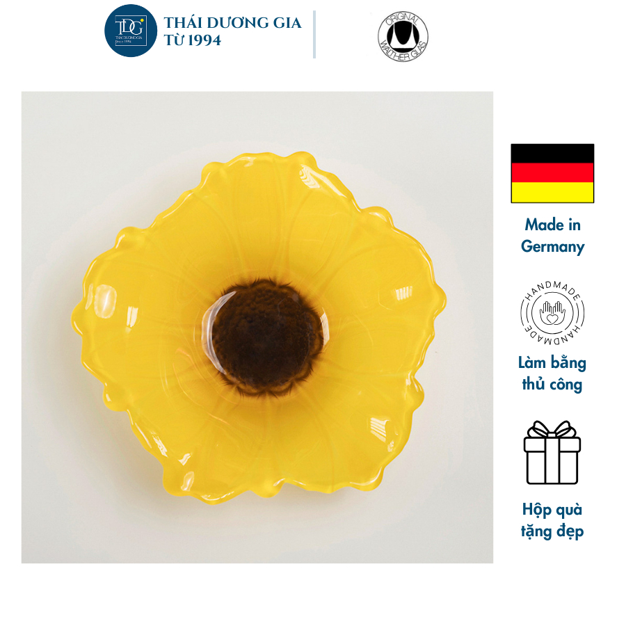 Bát thủy tinh màu vàng 22cm Walther-Glas Susanna Sunflower – Thả hoa, đựng hoa quả | Thái Dương Gia