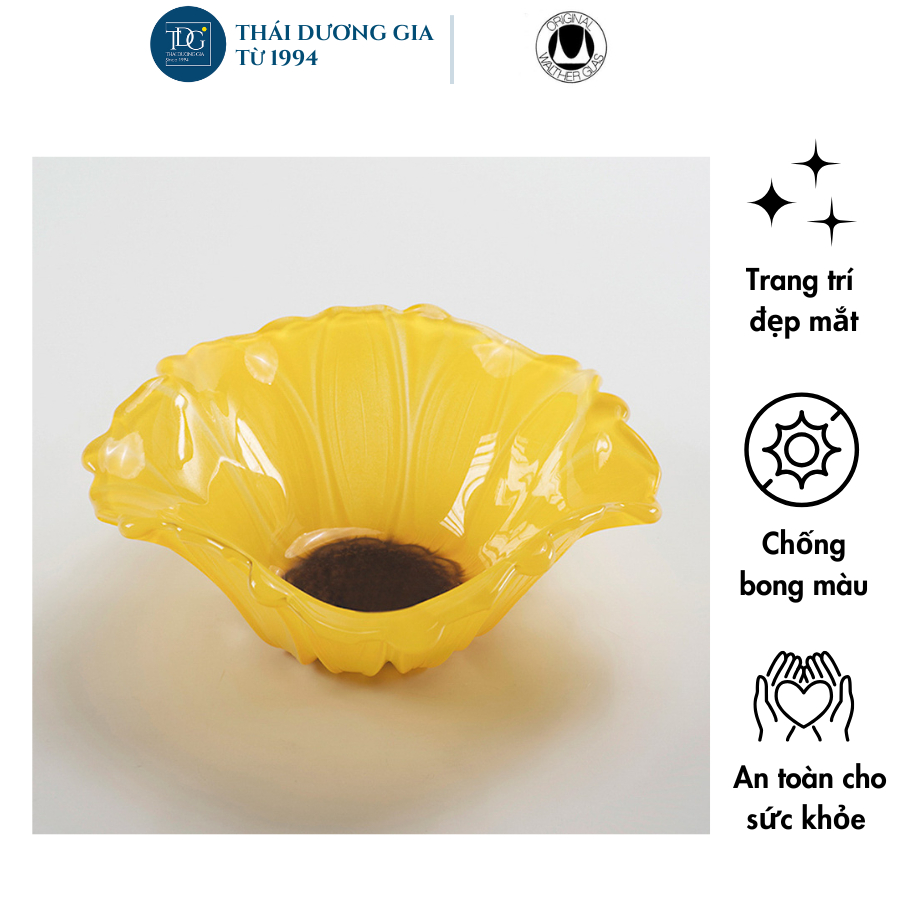 Bát thủy tinh màu vàng 22cm Walther-Glas Susanna Sunflower – Thả hoa, đựng hoa quả | Thái Dương Gia
