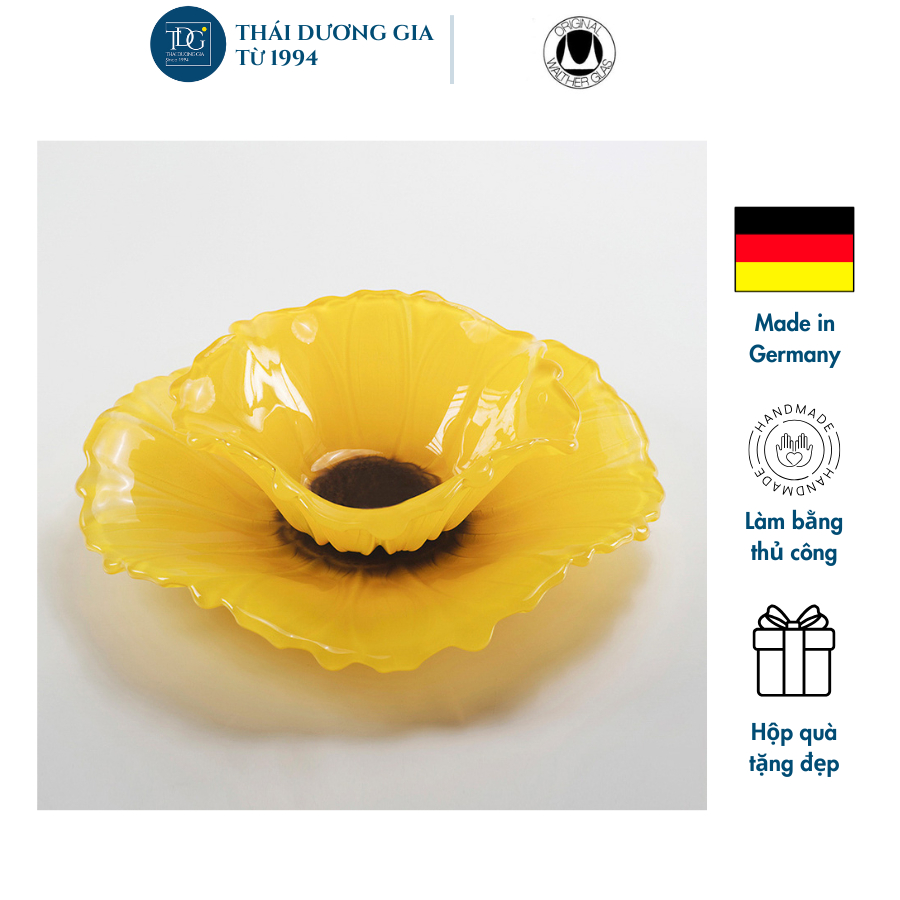 Bát thủy tinh màu vàng 22cm Walther-Glas Susanna Sunflower – Thả hoa, đựng hoa quả | Thái Dương Gia