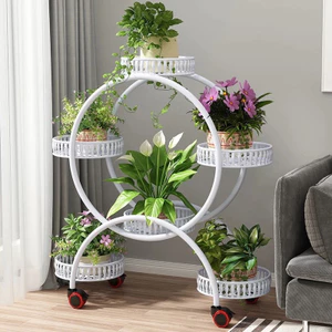 Kệ đặt chậu hoa, chậu cây cảnh 6 tầng, chậu hoa cây cảnh khung sắt chắc chắn, kệ decor có bánh xe