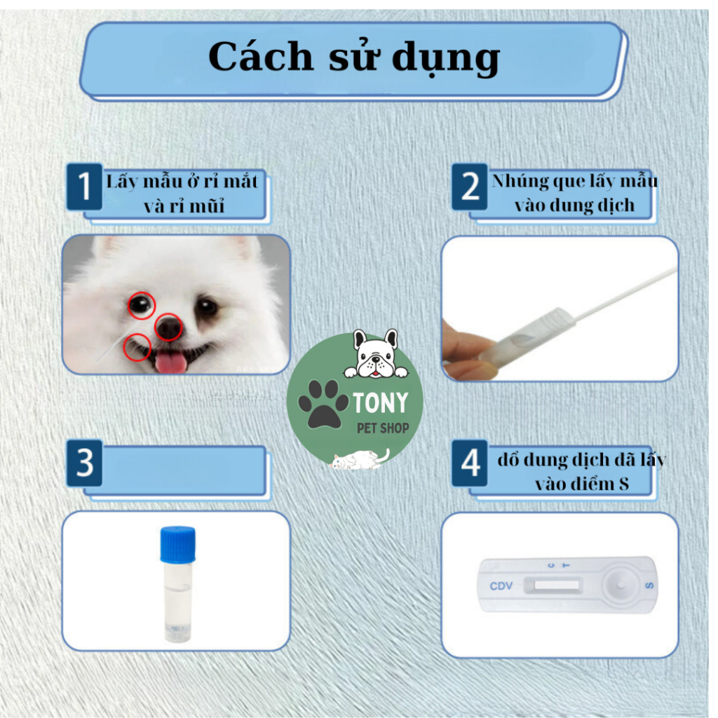 Que test nhanh bệnh đi ngoài care ở chó( test CDV ) , combo 3 que test