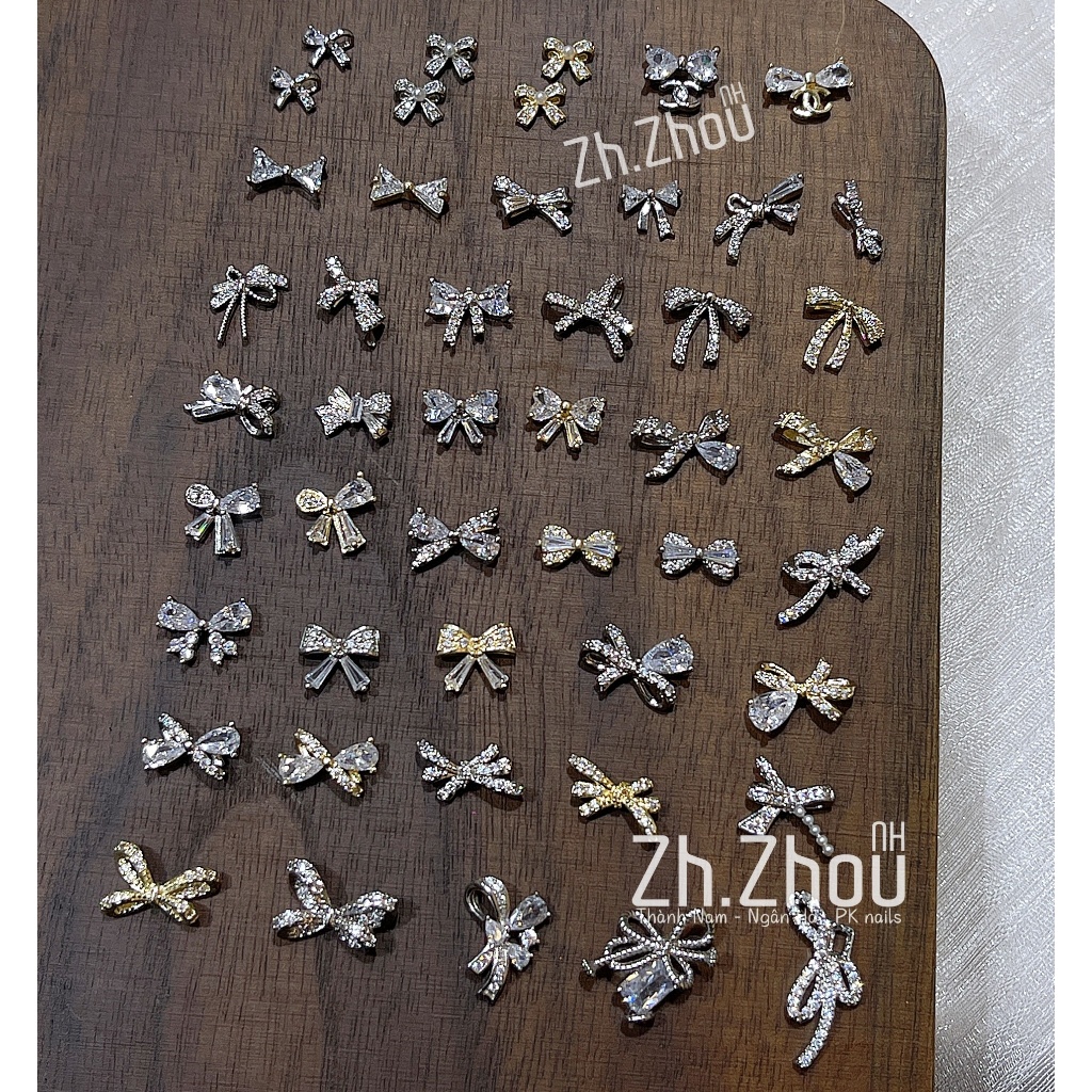 Các mẫu Charm nơ quốc dân đá hình trang trí móng, charm đá gắn móng , charm đá cao cấp, phụ kiện nail chính hãng
