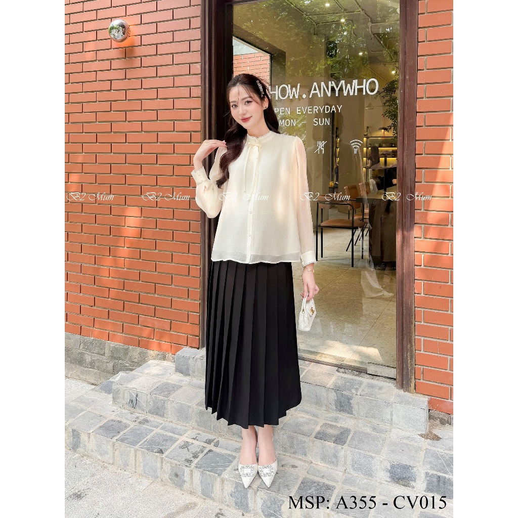 Áo Bầu Tơ Kẹp Ren Mềm Mại - Thoải Mái Và Thanh Lịch Cho Mẹ A355 thiết kế by B2MUM