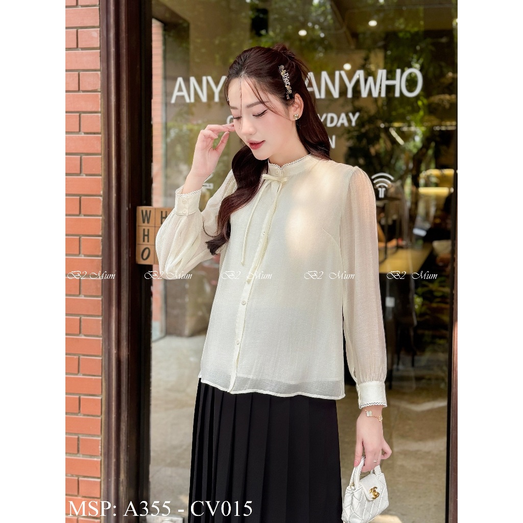 Áo Bầu Tơ Kẹp Ren Mềm Mại - Thoải Mái Và Thanh Lịch Cho Mẹ A355 thiết kế by B2MUM