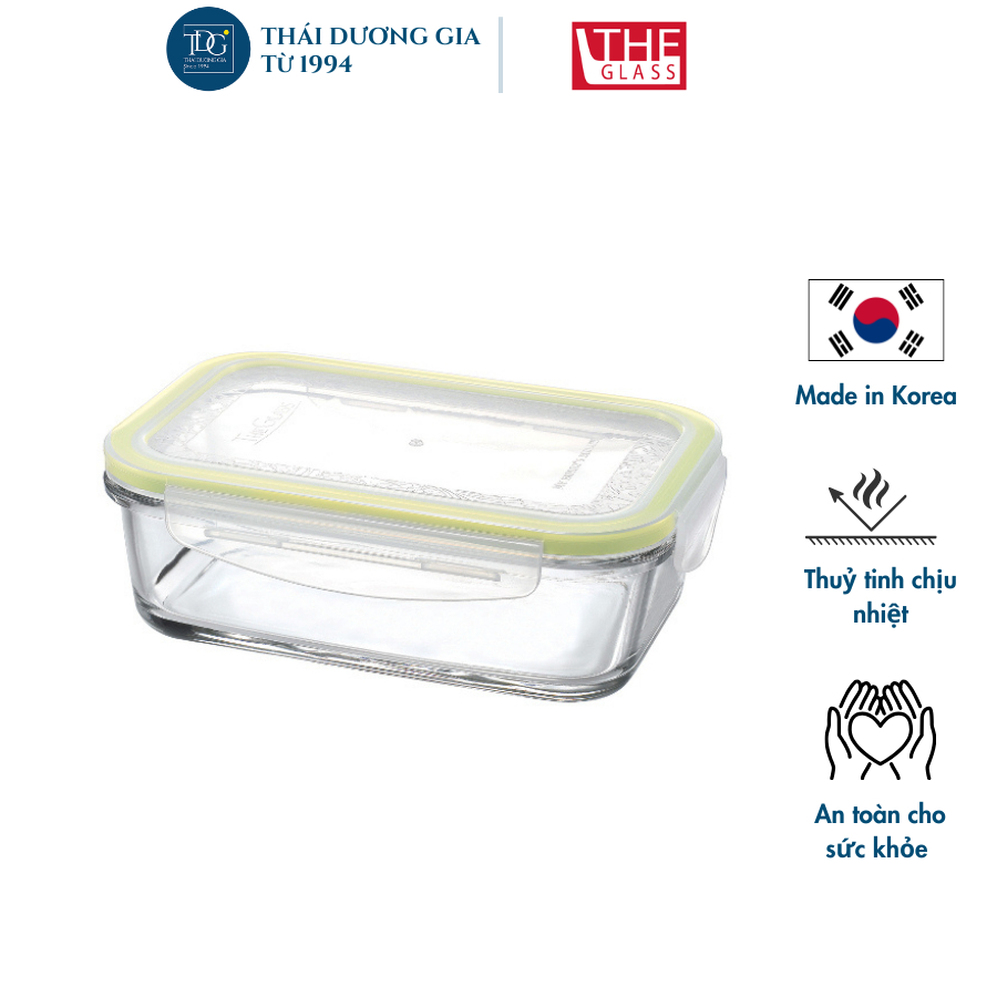 Hộp đựng thực phẩm chữ nhật 900ml Hàn Quốc The Glass-P753