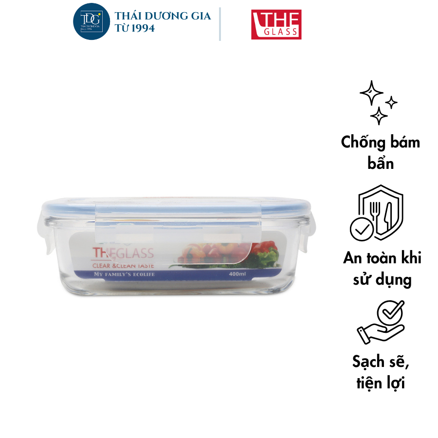 Hộp đựng thực phẩm chữ nhật 900ml Hàn Quốc The Glass-P753