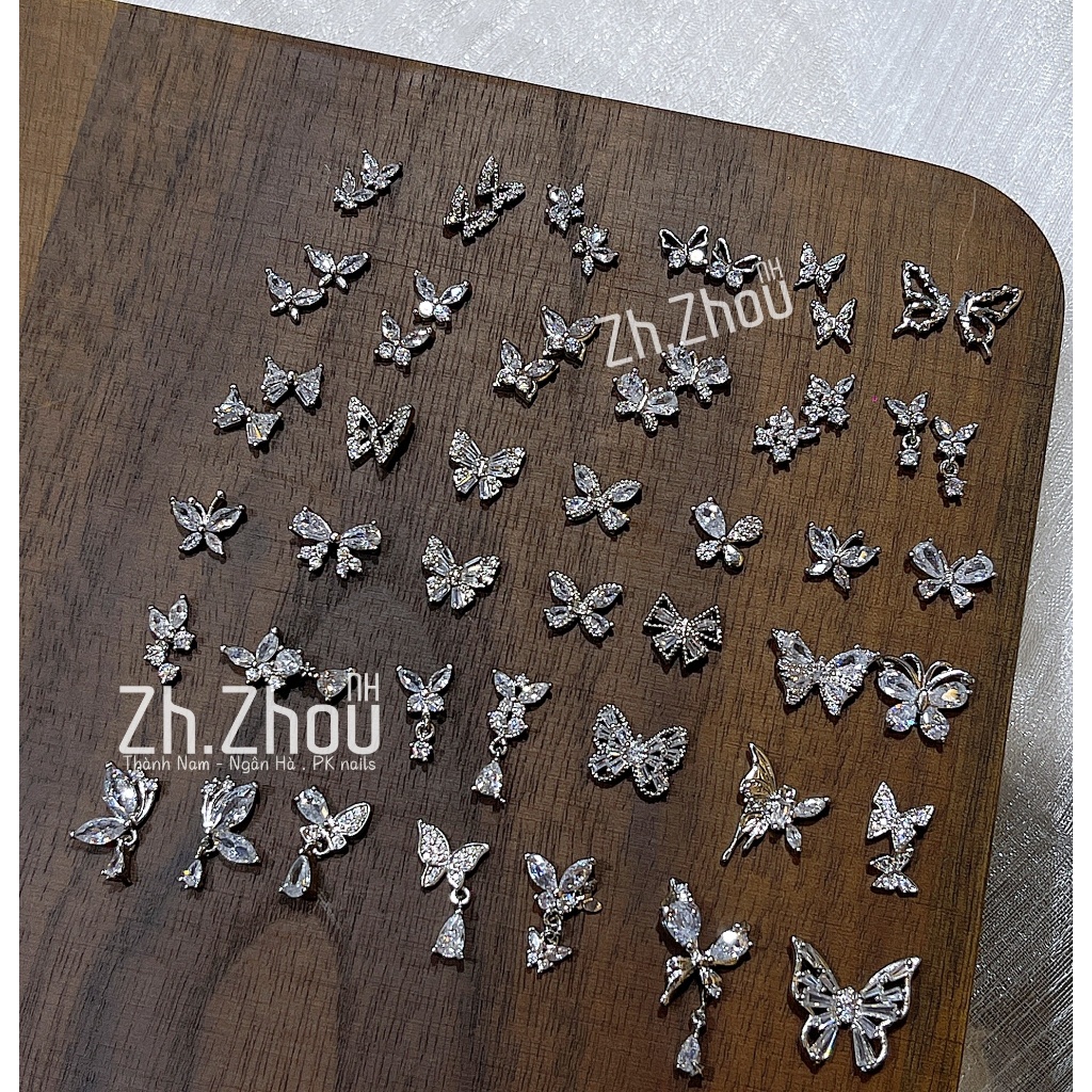 Các mẫu charm bướm mini, Charm bướm size nhỏ trang trí móng, charm gắn móng,đá hình trang trí móng charm cao cấp
