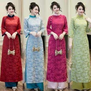 Áo dài cách tân Gấm Thượng Hải đủ màu áo dài TẾT size 40-65kg