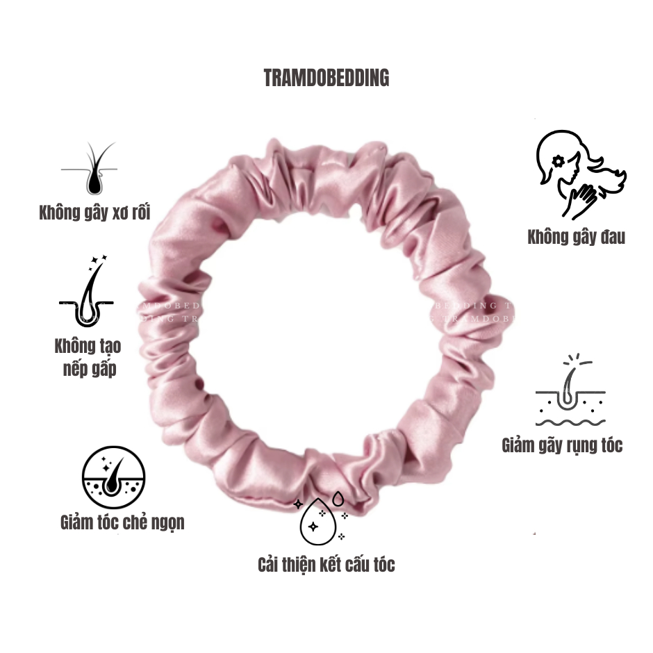 Ảnh Buộc Tóc Lụa NITE9SILK TRAMDOBEDDING Ngăn Xơ Rối Tóc | Silk Hair Scrunchie | Size S 3