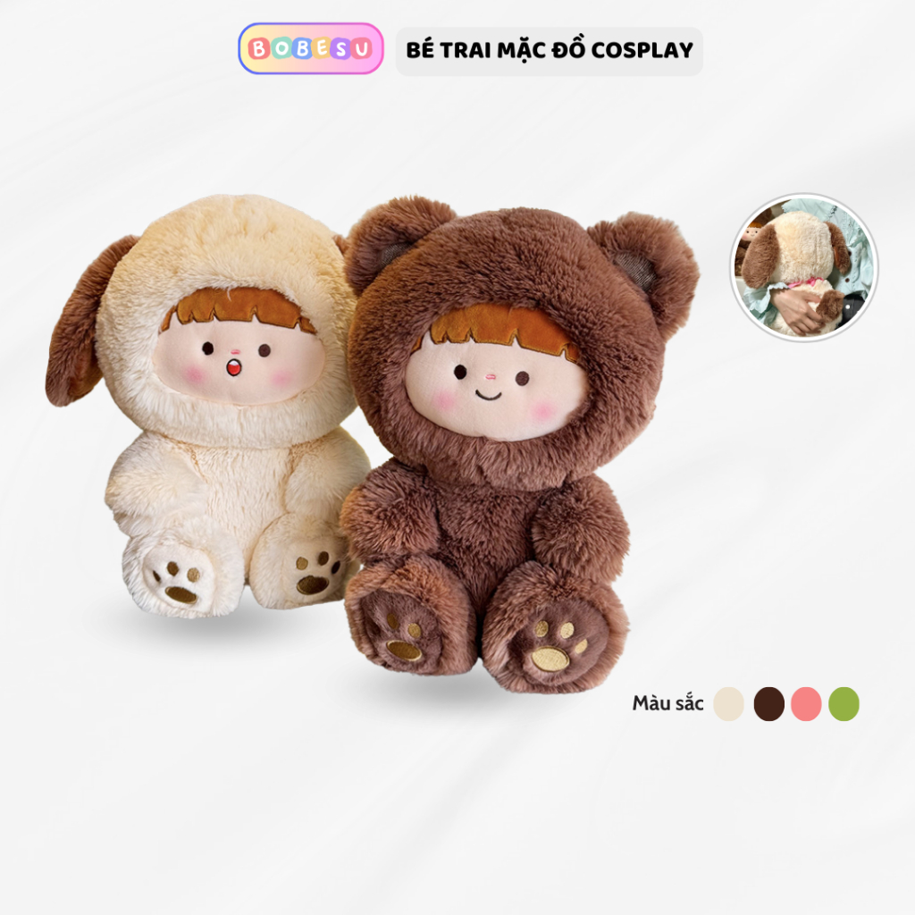 [ MẪU MỚI SIÊU XINH] Gấu bông búp bê em bé mặc đồ thú đáng yêu thú nhồi bông bé gái cosplay Gấu Thỏ Cún Rồng dễ thương