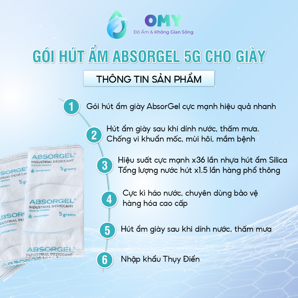 Gói hút ẩm túi xách Absorgel chuyển bảo vệ hàng hiệu giày dép ngăn mùi hôi chống bong tróc