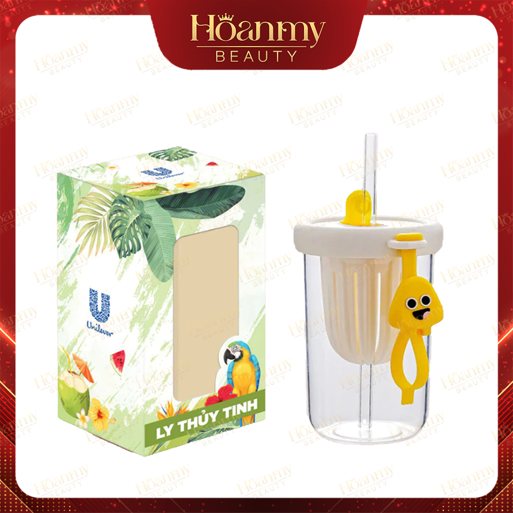 Ly thủy tinh lọc trà kèm ống hút (mẫu ngẫu nhiên)