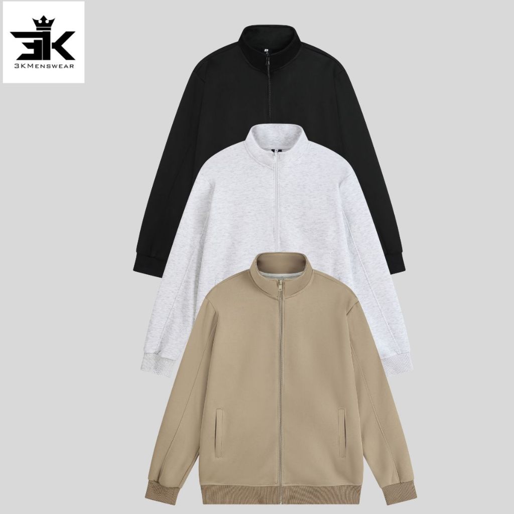 Áo khoác nỉ 2 da, áo khoác zip from boxy Unisex có 3 màu trẻ trung năng động
