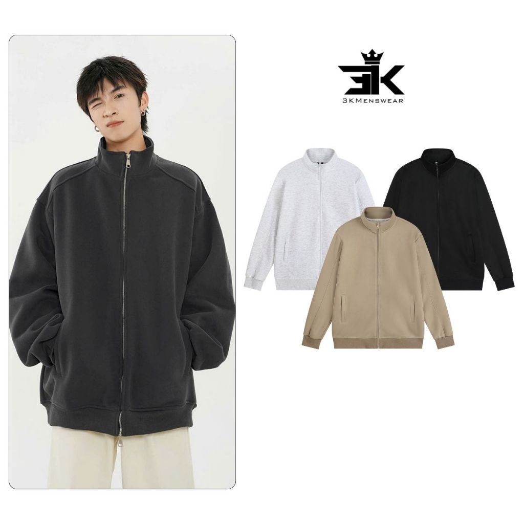 Áo khoác nỉ 2 da, áo khoác zip from boxy Unisex có 3 màu trẻ trung năng động