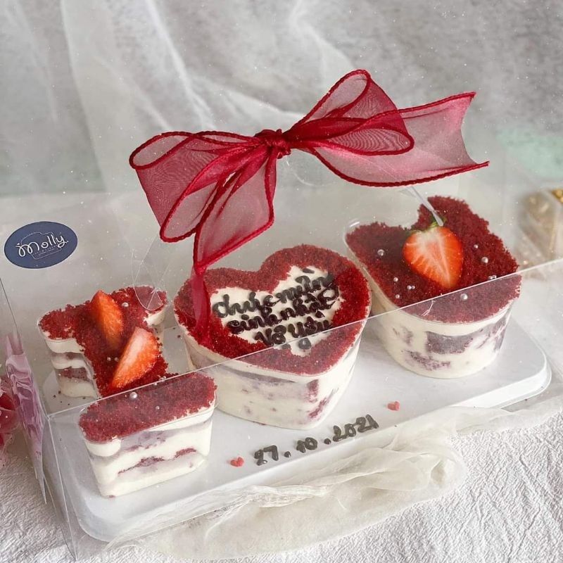 Hộp Mica Set I Love You đựng bánh Mousse, rau câu Quà tặng sinh nhật 14/2 - 8/3
