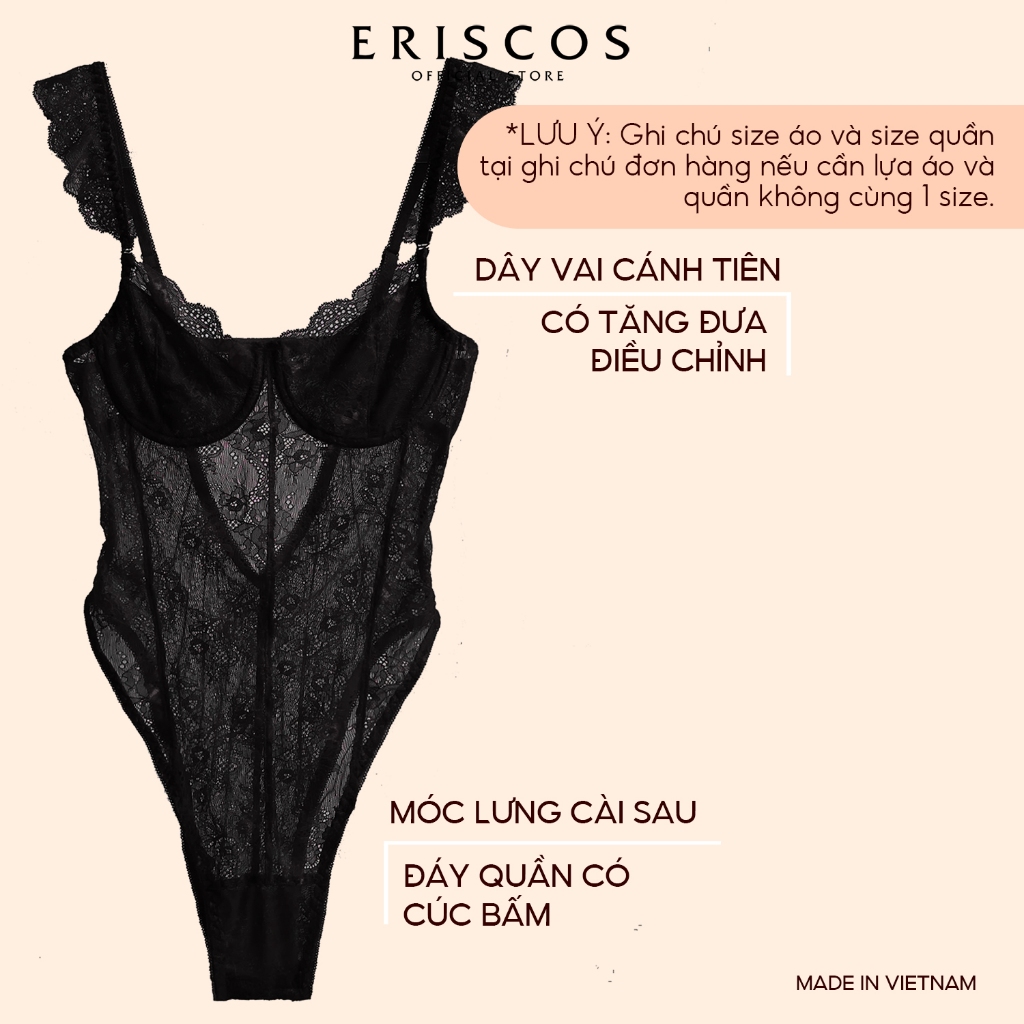 Body suit ren sẵn gọng cup chéo không mút dây vai viền cánh tiên gợi cảm tiểu thư cao cấp hàng Việt Nam Eriscos