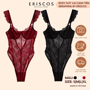 Body suit ren sẵn gọng cup chéo không mút dây vai viền cánh tiên gợi cảm tiểu thư cao cấp hàng Việt Nam Eriscos