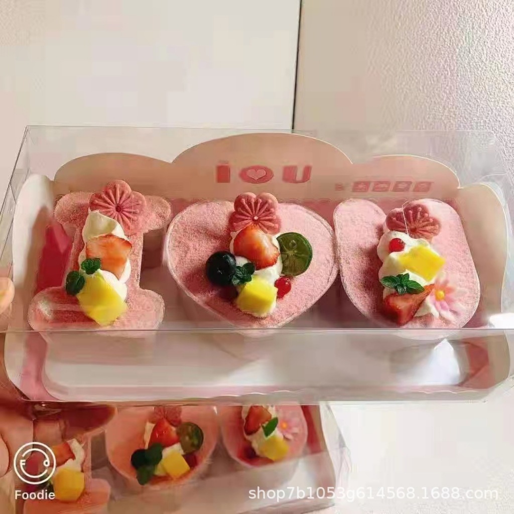 Hộp Mica Set I Love You đựng bánh Mousse, rau câu Quà tặng sinh nhật 14/2 - 8/3