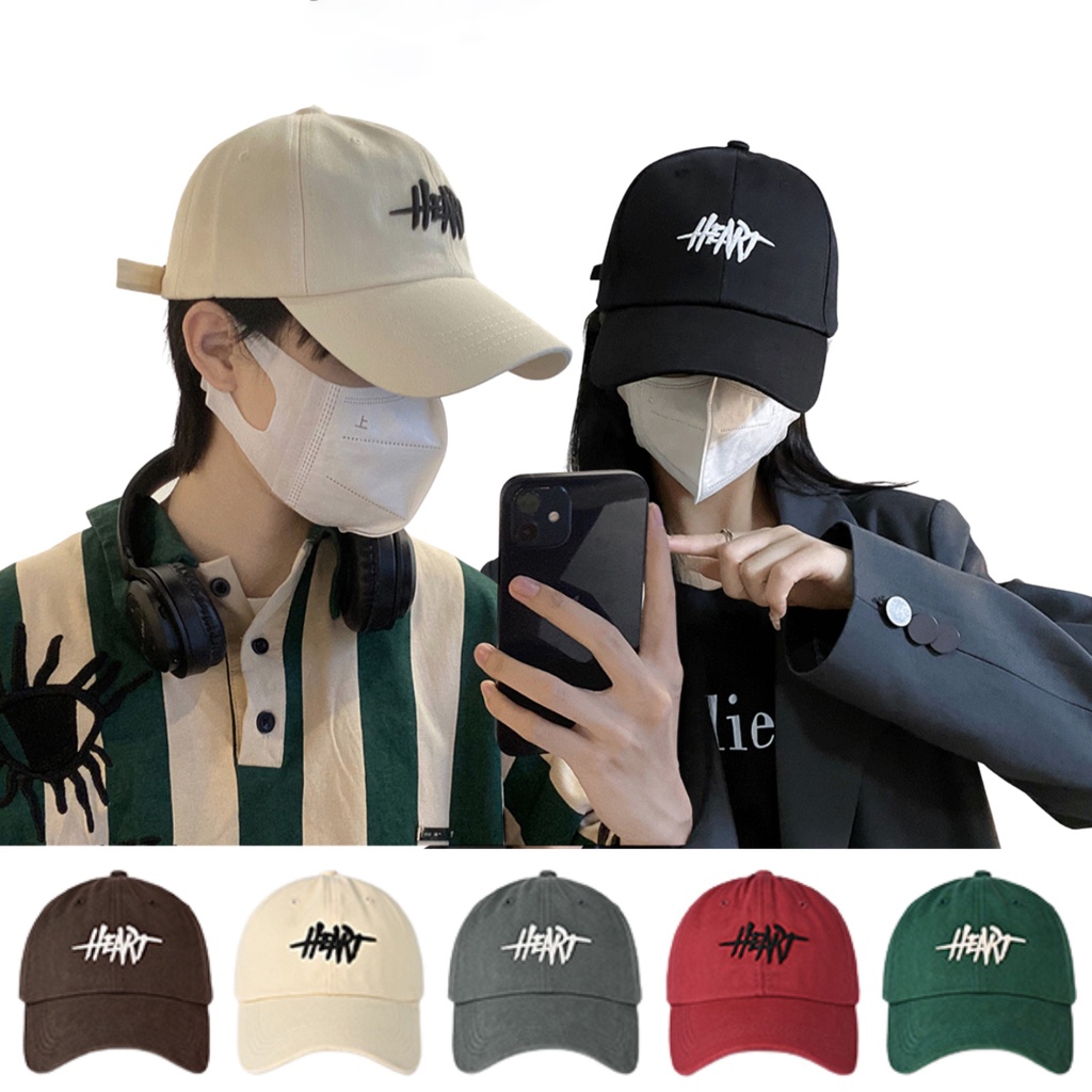 Mũ Lưỡi Trai Thêu Chữ Heart Chất Vải Kaki phối nhung Dày Hot Trend Nón Kết Nam Nữ form unisex Phong Cách Cá Tính ml04