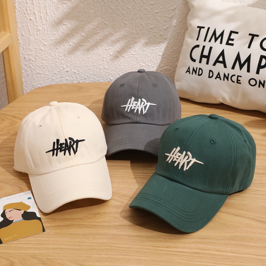 Mũ Lưỡi Trai Thêu Chữ Heart Chất Vải Kaki phối nhung Dày Hot Trend Nón Kết Nam Nữ form unisex Phong Cách Cá Tính ml04