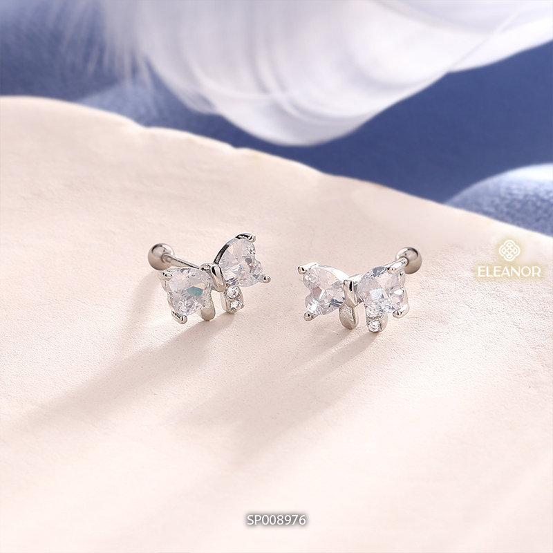 Bông tai nữ chuôi bạc 925 Eleanor Accessories đính đá phụ kiện trang sức khuyên tai mini 8960