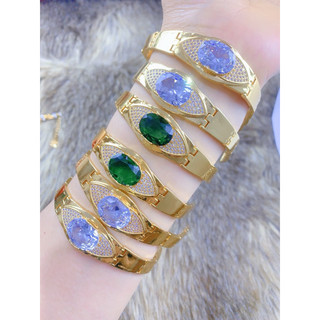 Lắc Tay trang sức Nữ Đính Đá, xanh, đá đỏ, Đá trắng chất liệu Titan Mạ Vàng 18k Cao Cấp dành cho nữ.