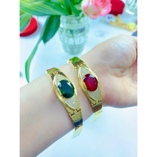 Lắc Tay trang sức Nữ Đính Đá, xanh, đá đỏ, Đá trắng chất liệu Titan Mạ Vàng 18k Cao Cấp dành cho nữ.