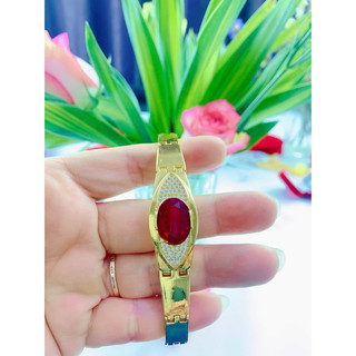 Lắc Tay trang sức Nữ Đính Đá, xanh, đá đỏ, Đá trắng chất liệu Titan Mạ Vàng 18k Cao Cấp dành cho nữ.