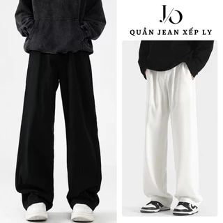 Quần Jean Kaki XẾP LY Nam Nữ Nửa Cạp Chun Suông Ông Rộng Có Khóa Kéo Cạp Cao Form Đứng Dáng Dài MIAA