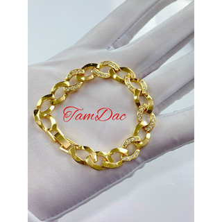 Lắc Tay  trang sức Nữ. Đính Đá, Đan chéo hình mắt xích chất liệu Titan Xi MạVàng 18k. Cao Cấp Giành cho nữ .