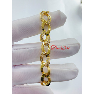Lắc Tay  trang sức Nữ. Đính Đá, Đan chéo hình mắt xích chất liệu Titan Xi MạVàng 18k. Cao Cấp Giành cho nữ .