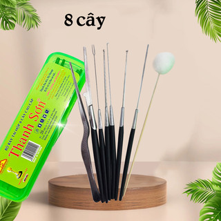 8 dụng cụ ráy tai, bộ ngoáy tai, bộ móc ráy tai cán nhựa Thanh Sơn kèm hộp đựng