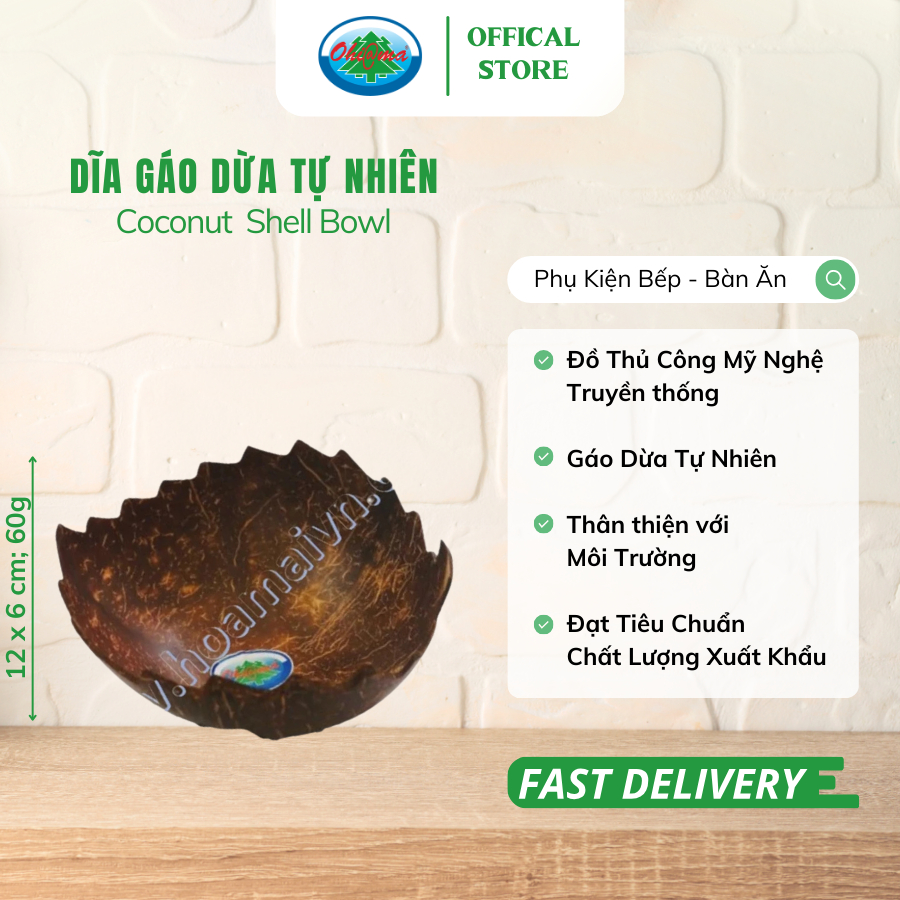 Ảnh Chén Gáo Dừa Ohiama Coconut Shell Bowl | Dụng Cụ Bàn Ăn, Đồ Thủ Công, Mỹ Nghệ Dừa, Hàng VNXK 4