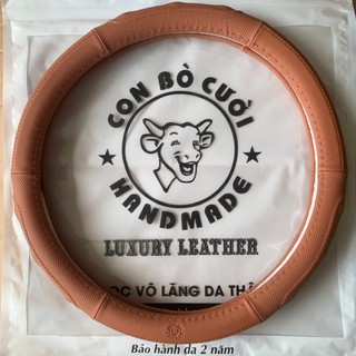 Bọc Vô Lăng Ô Tô kích thước 38cm  - Da Thật Cao Cấp. Da Cừu 100%. Bảo hành 2 năm về da.