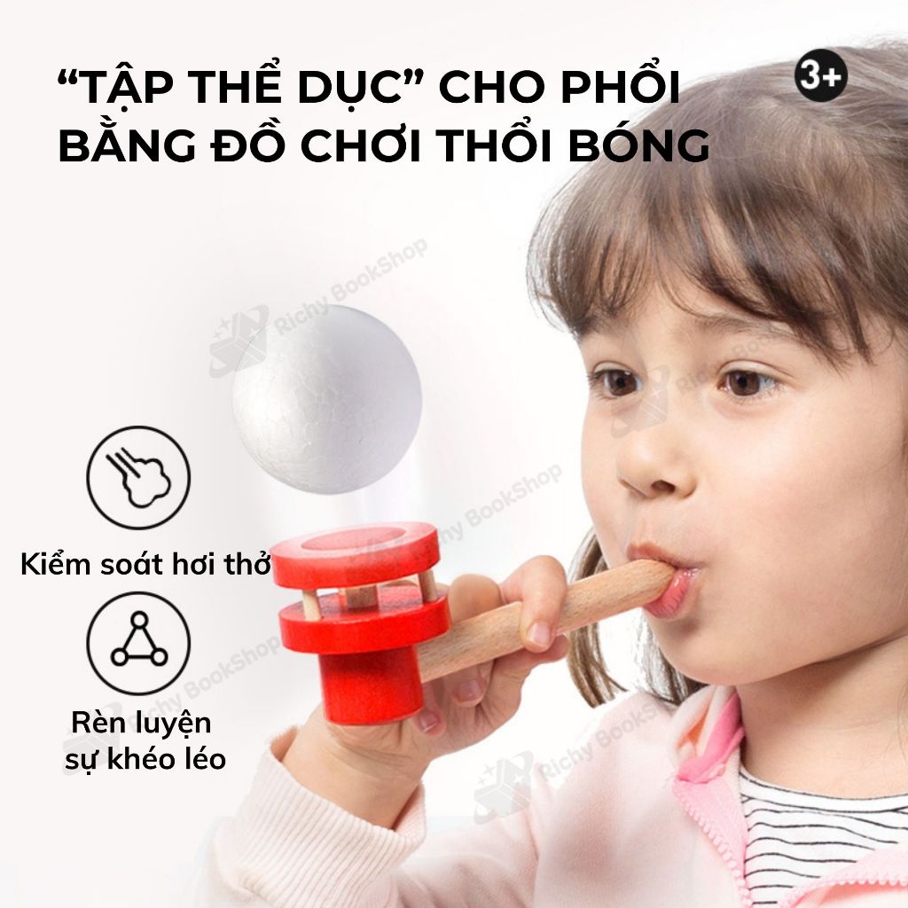Bộ thổi bóng nổi Mideer Floating Ball Game, đồ chơi trí tuệ cho bé