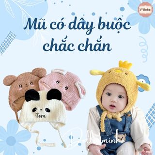 (Thêu tên) Mũ len dệt kim phong cách Hàn Quốc cho bé từ 6 tháng đến 3 tuổi, họa tiết động vật dễ thương, giữ ấm cho bé
