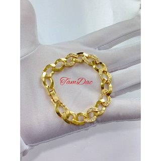 Lắc Tay  trang sức Nữ. Đính Đá, Đan chéo hình mắt xích chất liệu Titan Xi MạVàng 18k. Cao Cấp Giành cho nữ .