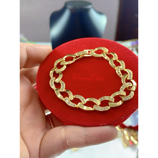 Lắc Tay  trang sức Nữ. Đính Đá, Đan chéo hình mắt xích chất liệu Titan Xi MạVàng 18k. Cao Cấp Giành cho nữ .