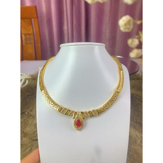 Kiềng cổ Đốt trúc  họa tiết hoa mạ vàng 18k trang sức
