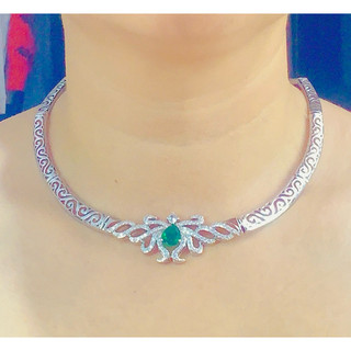 Kiềng cổ Đốt trúc  họa tiết hoa mạ vàng 18k trang sức