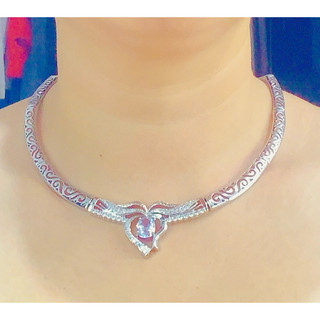Kiềng cổ Đốt trúc  họa tiết hoa mạ vàng 18k trang sức