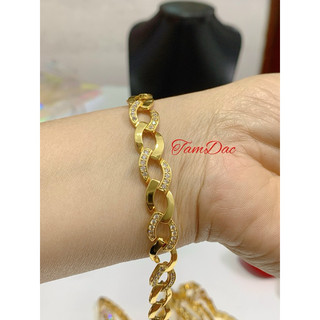 Lắc Tay  trang sức Nữ. Đính Đá, Đan chéo hình mắt xích chất liệu Titan Xi MạVàng 18k. Cao Cấp Giành cho nữ .