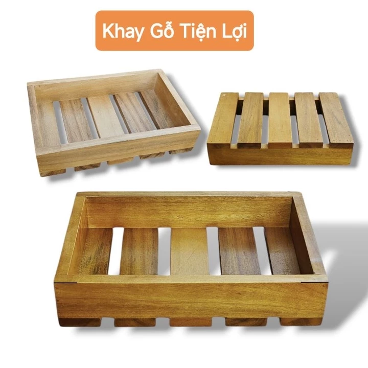 Khay gỗ để đồ tiện lợi, khay gỗ đa năng, khay để đồ văn phòng, khay để đồ nhà bếp, khay tiện ích