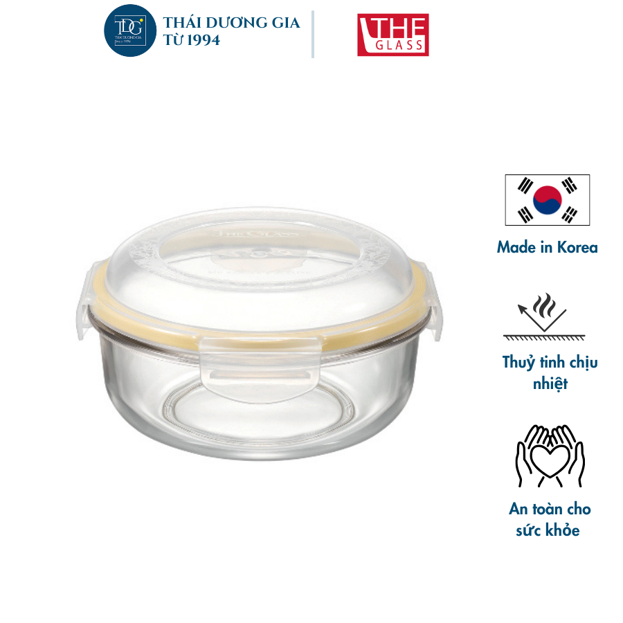 Hộp Đựng Thực Phẩm Thủy Tinh Tròn 625ml The Glass cao cấp Hàn Quốc - P744 | Thái Dương Gia