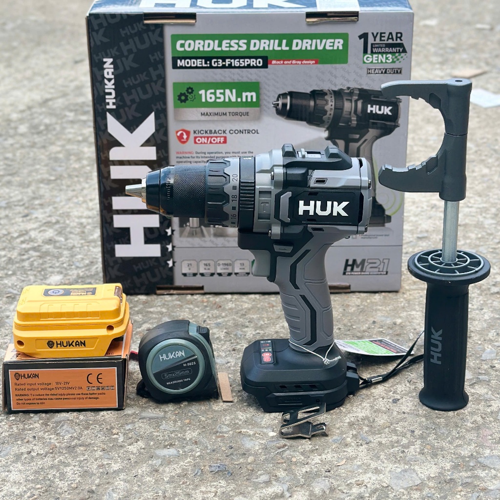 Máy Khoan Pin 13mm Hukan HUK F165 Pro Lực Siết 165N Anti Kickback, Tạo ...
