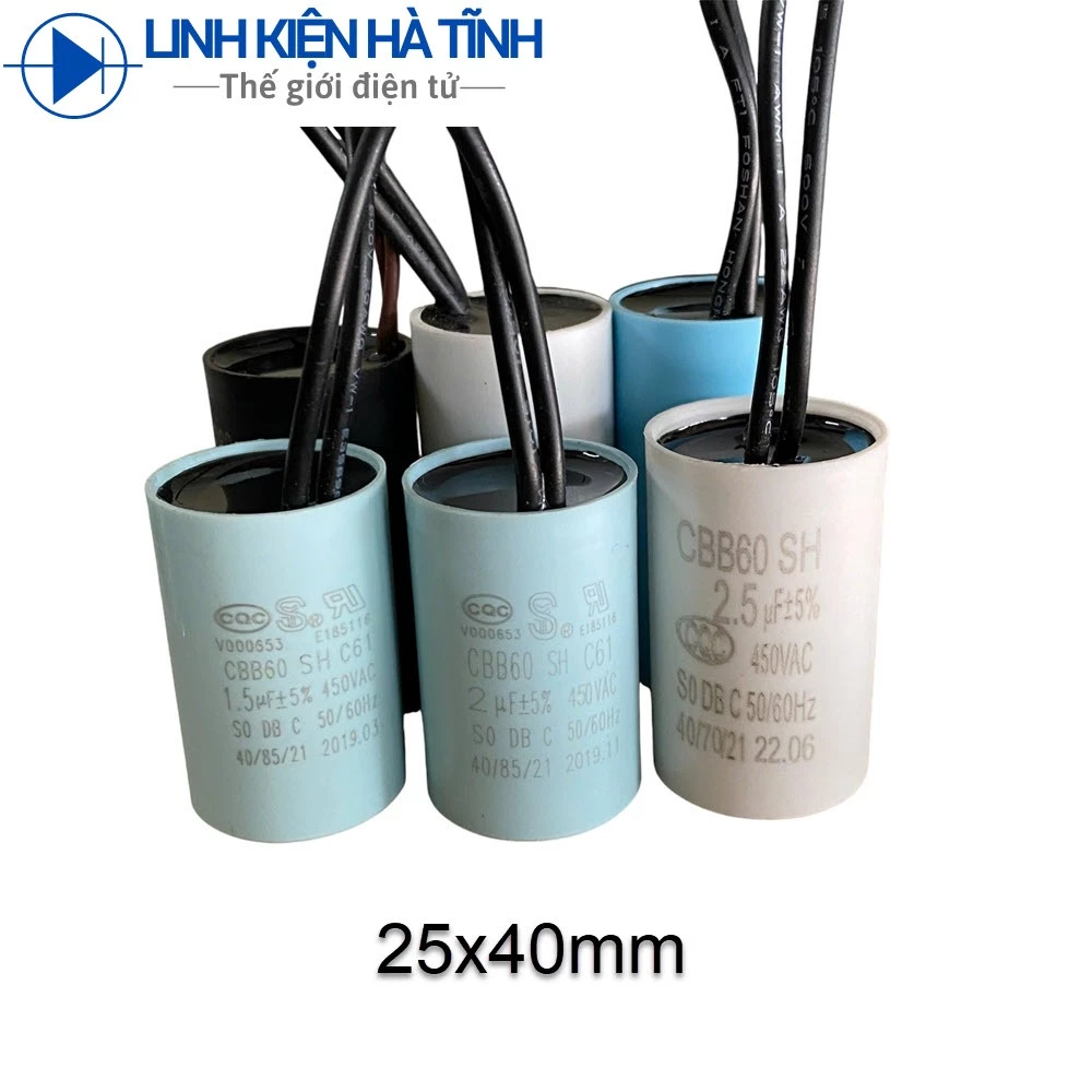 tụ mini 3uf 450V Tụ khởi động loại nhỏ CBB60 dùng cho máy bơm cao áp, quạt