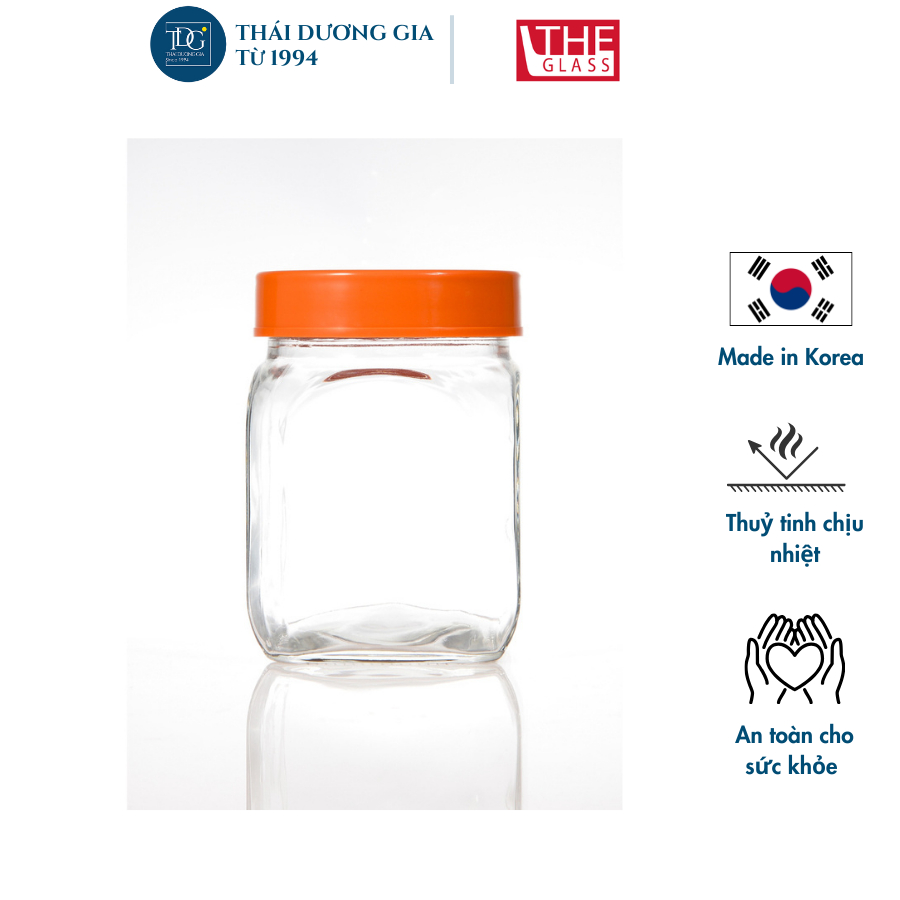 Lọ đựng thủy tinh chữ nhật 750ml Hàn Quốc The Glass – I713 | Thái Dương Gia