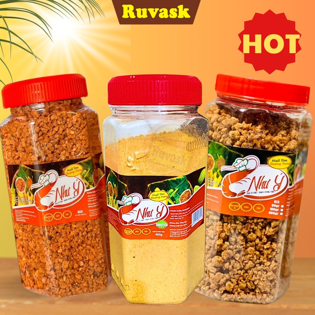 Muối Tôm Như Ý Thượng Hạng Hạt To/Vừa/Muối Nhuyễn CHÍNH HÃNG Hủ – Muối Như Ý Nguyên Con Tôm Khô – Muối Tôm Ruvask